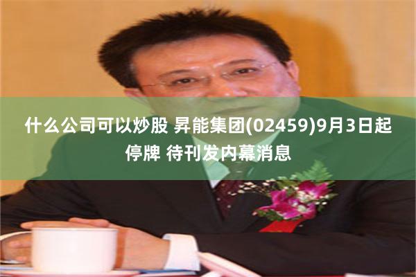 什么公司可以炒股 昇能集团(02459)9月3日起停牌 待刊发内幕消息