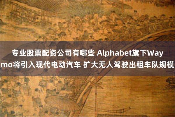 专业股票配资公司有哪些 Alphabet旗下Waymo将引入现代电动汽车 扩大无人驾驶出租车队规模